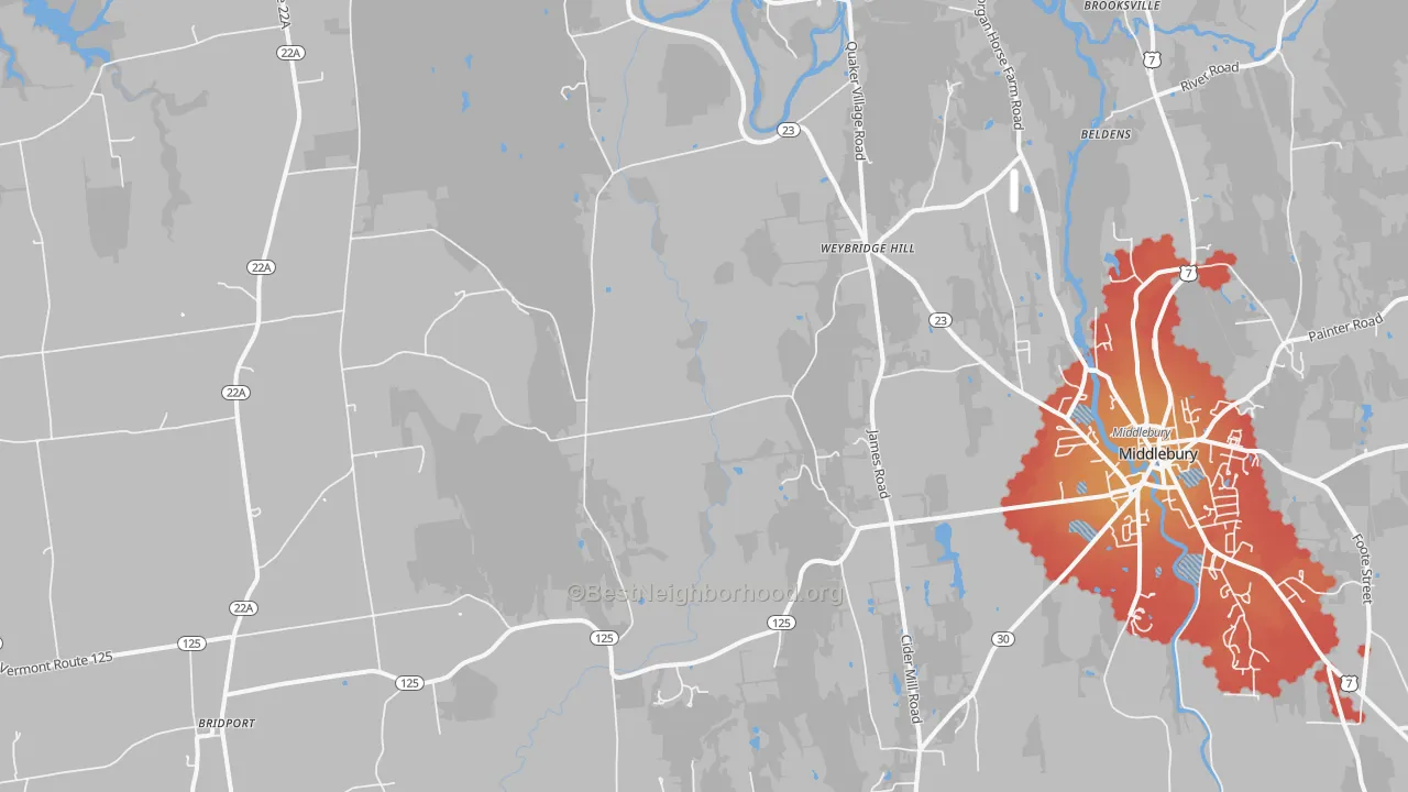 Transit Grade map of Weybridge Hill, VT
