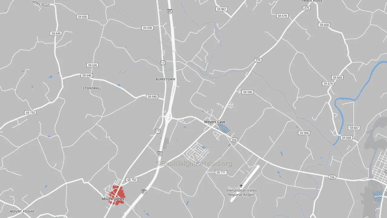 Transit Grade map of Weyers Cave, VA