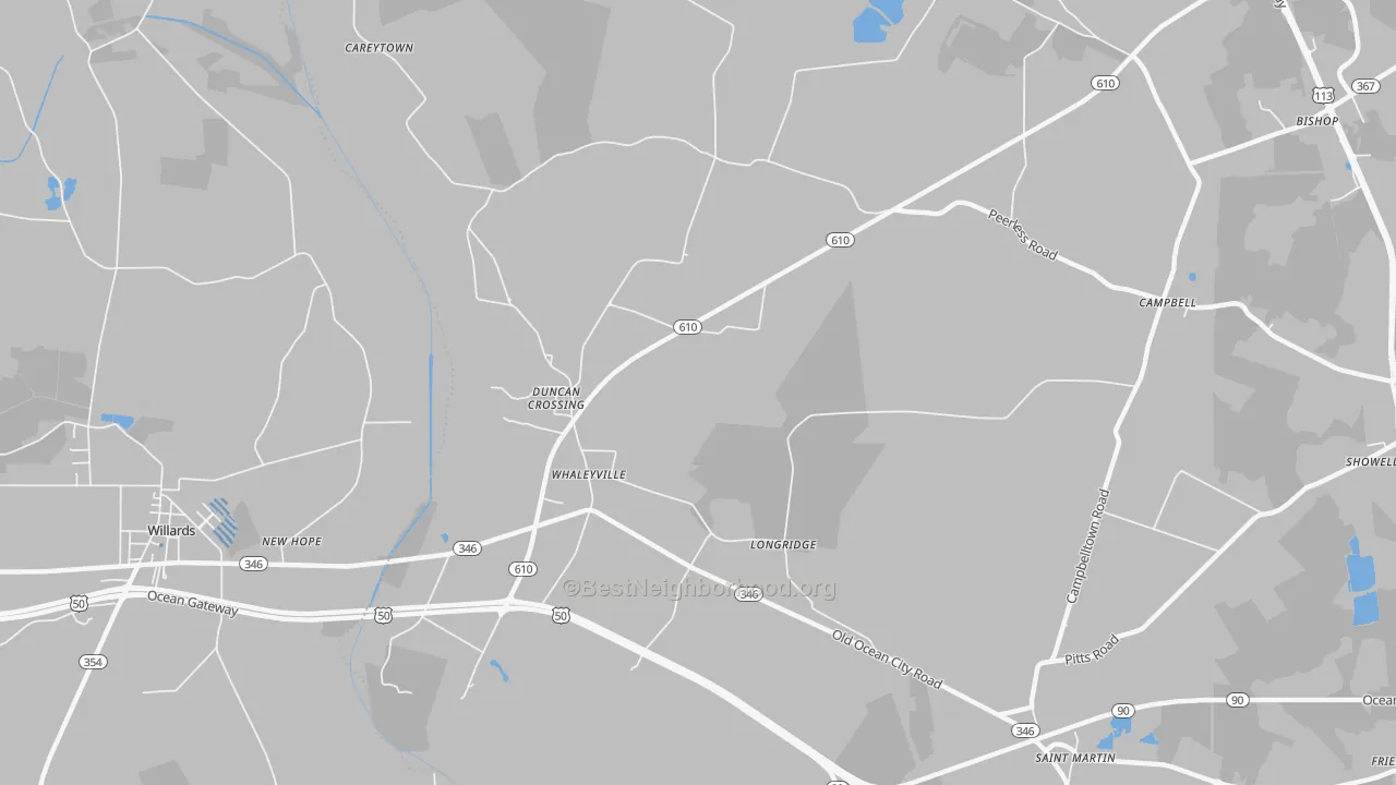 Transit Grade map of Whaleyville, MD