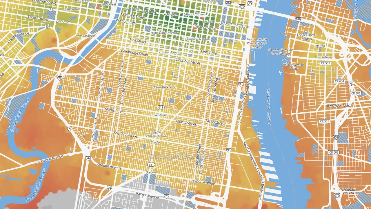 Transit Grade map of Wharton-Hawthorne-Bella Vista, Philadelphia, PA