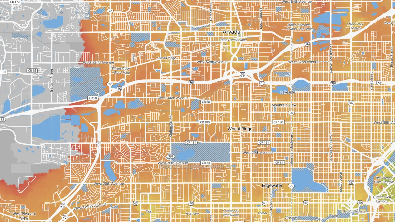 Transit Grade map of Wheat Ridge, CO