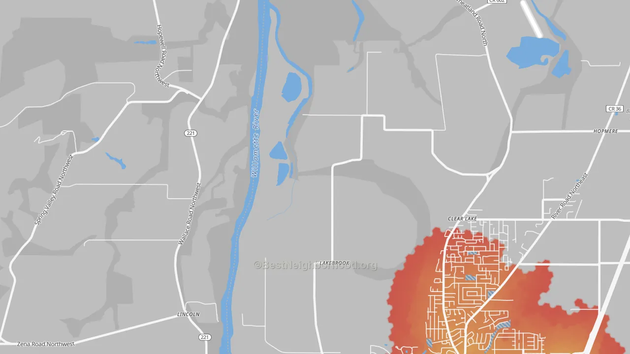 Transit Grade map of Wheatland, OR