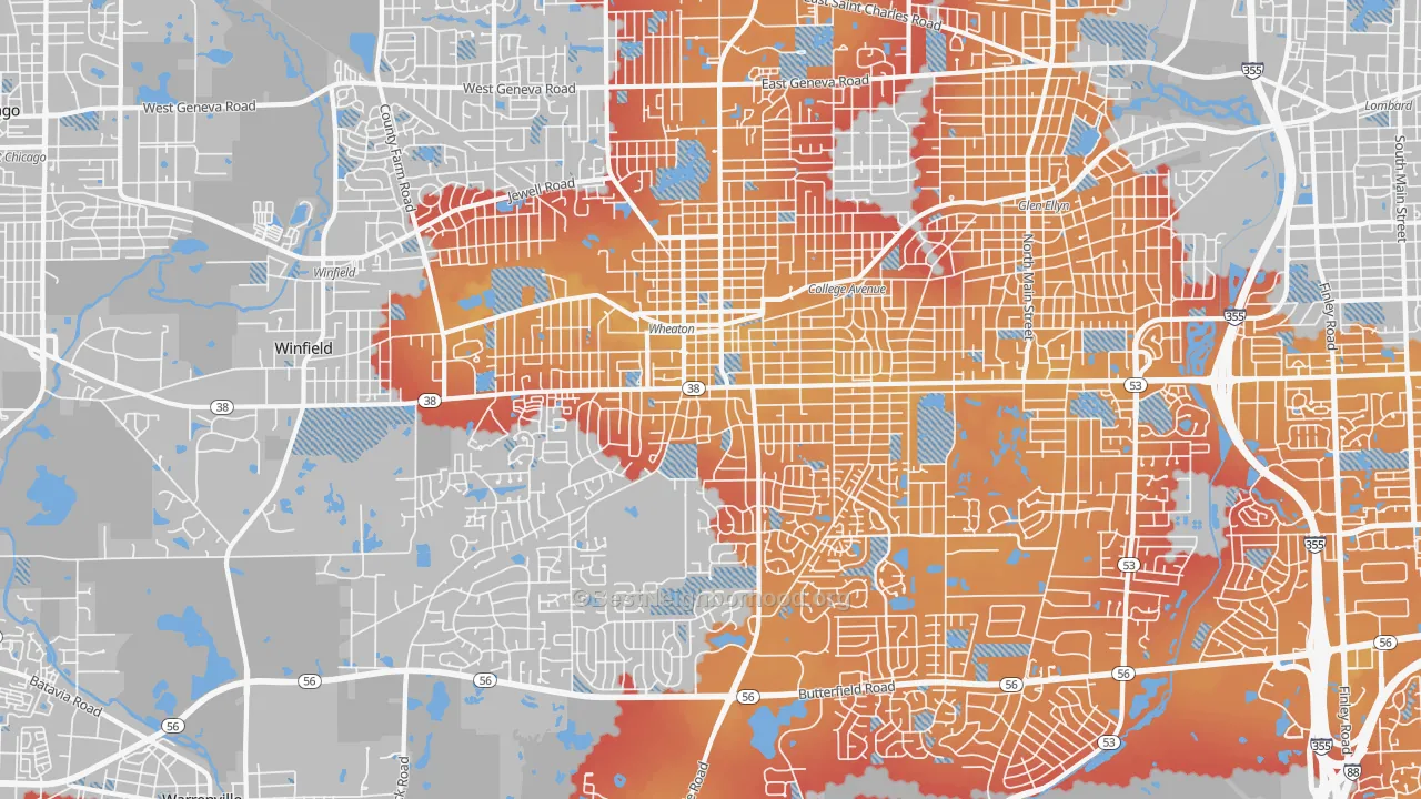 Transit Grade map of Wheaton, IL