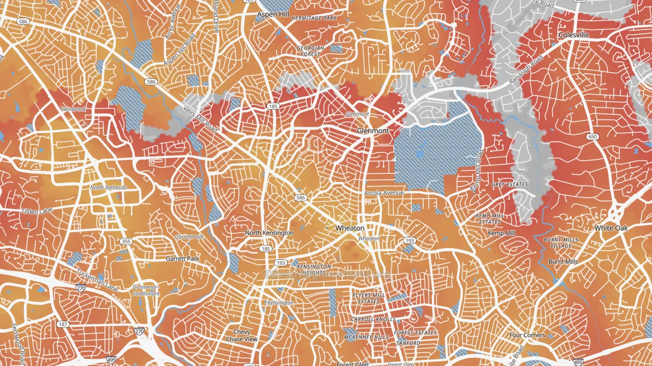 Transit Grade map of Wheaton, MD