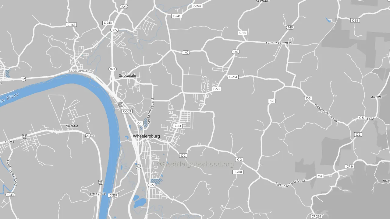 Transit Grade map of Wheelersburg, OH