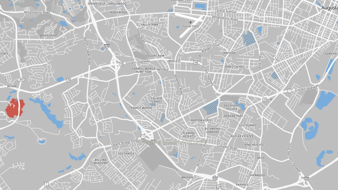 Transit Grade map of Wheeless Road, Augusta, GA