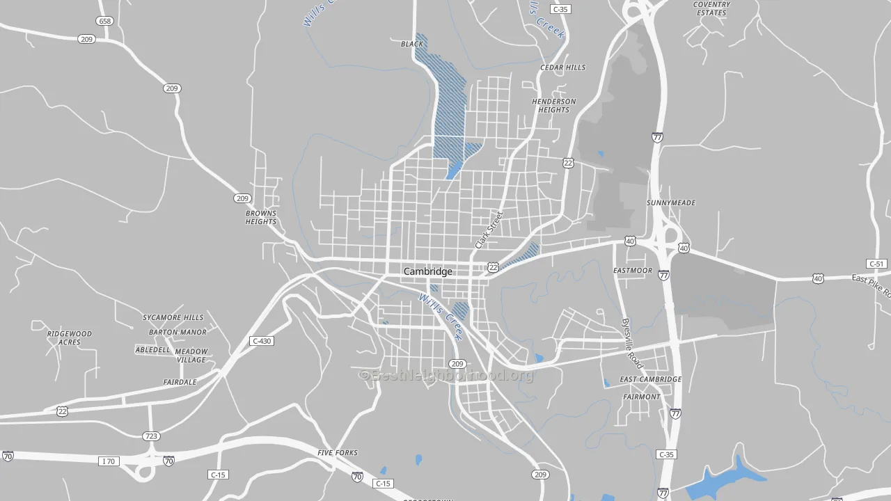 Transit Grade map of Wheeling Avenue Historic District, Cambridge, OH