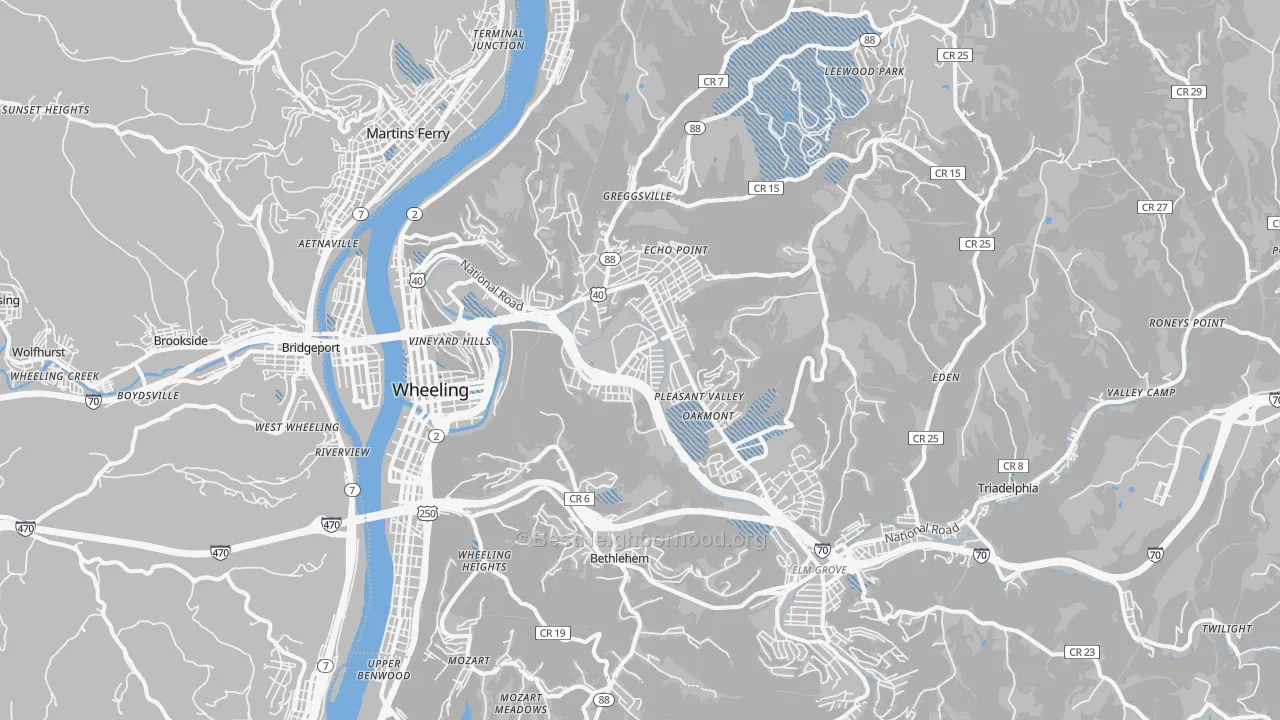 Transit Grade map of Wheeling, WV