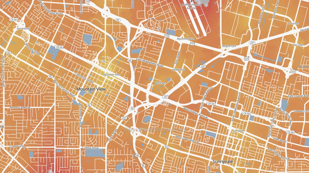 Transit Grade map of Whisman Station, Mountain View, CA