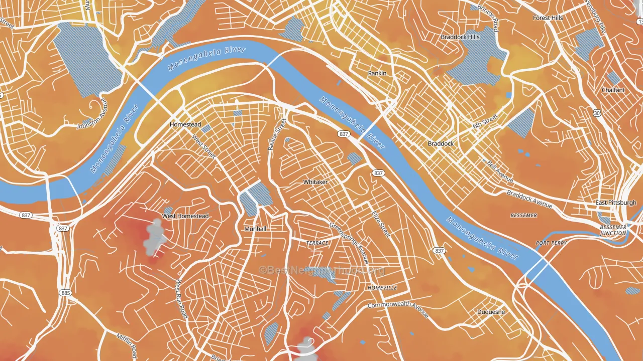 Transit Grade map of Whitaker, PA