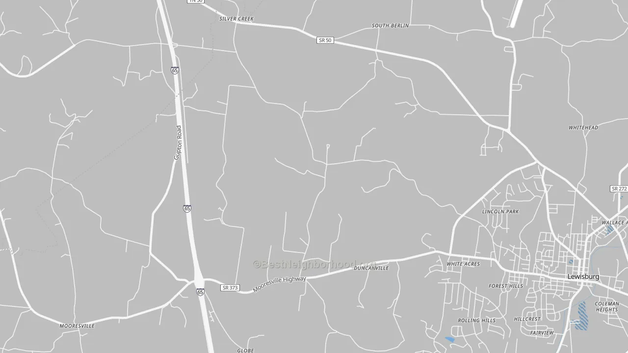 Transit Grade map of White Acres, TN