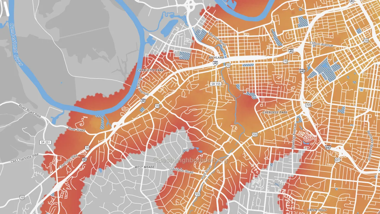Transit Grade map of White Bridge, Nashville, TN