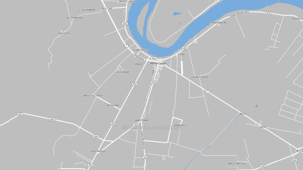 Transit Grade map of White Castle, LA