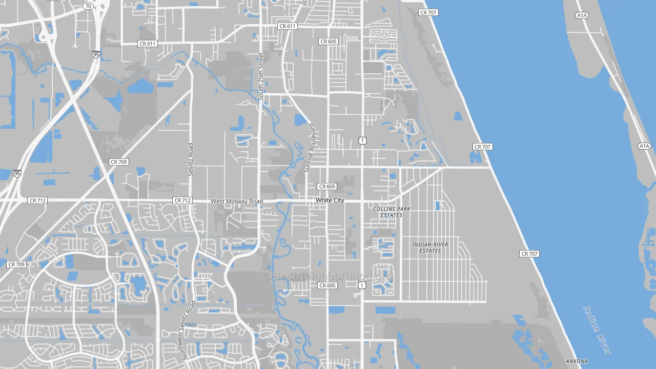 Transit Grade map of White City, Fort Pierce, FL
