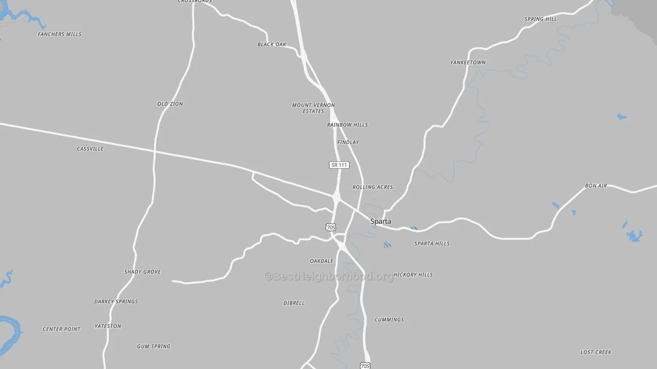 Transit Grade map of White County, TN