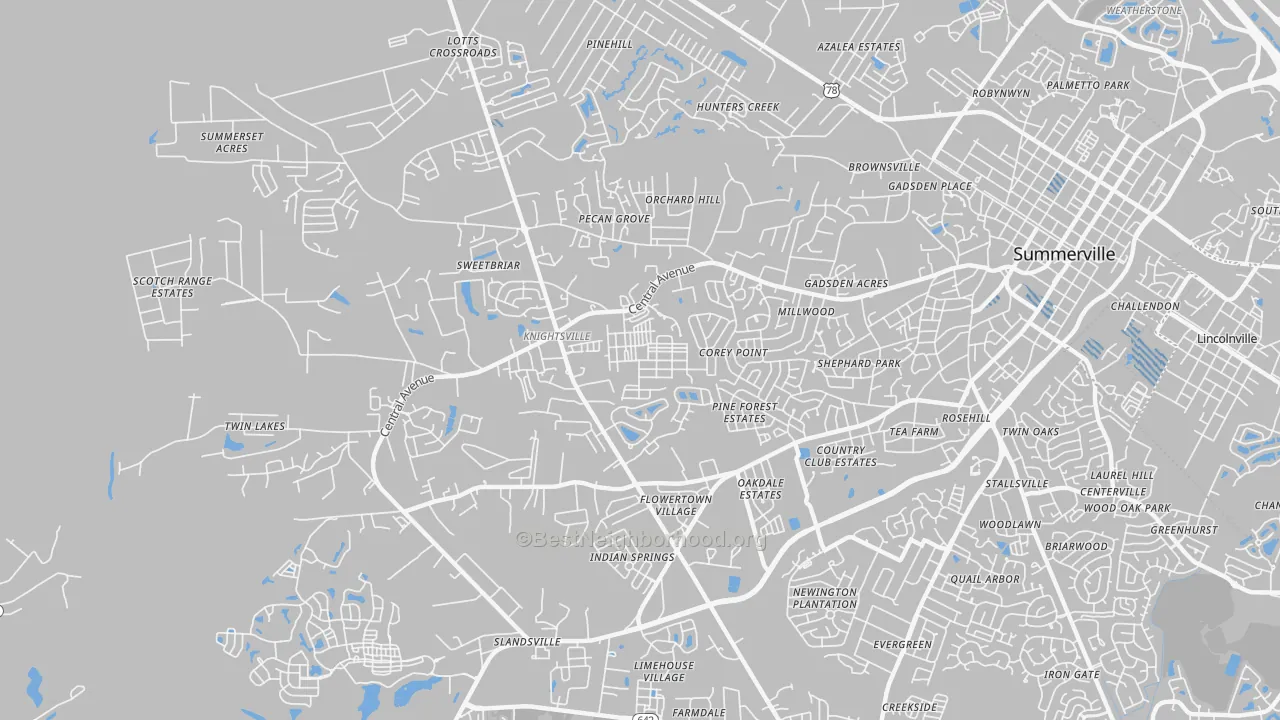 Transit Grade map of White Gables, Summerville, SC