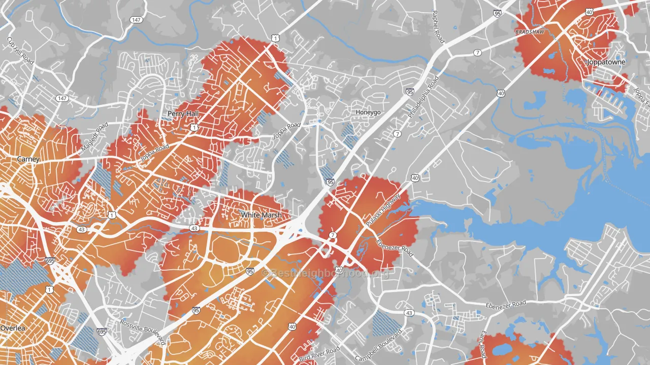 Transit Grade map of White Marsh, MD