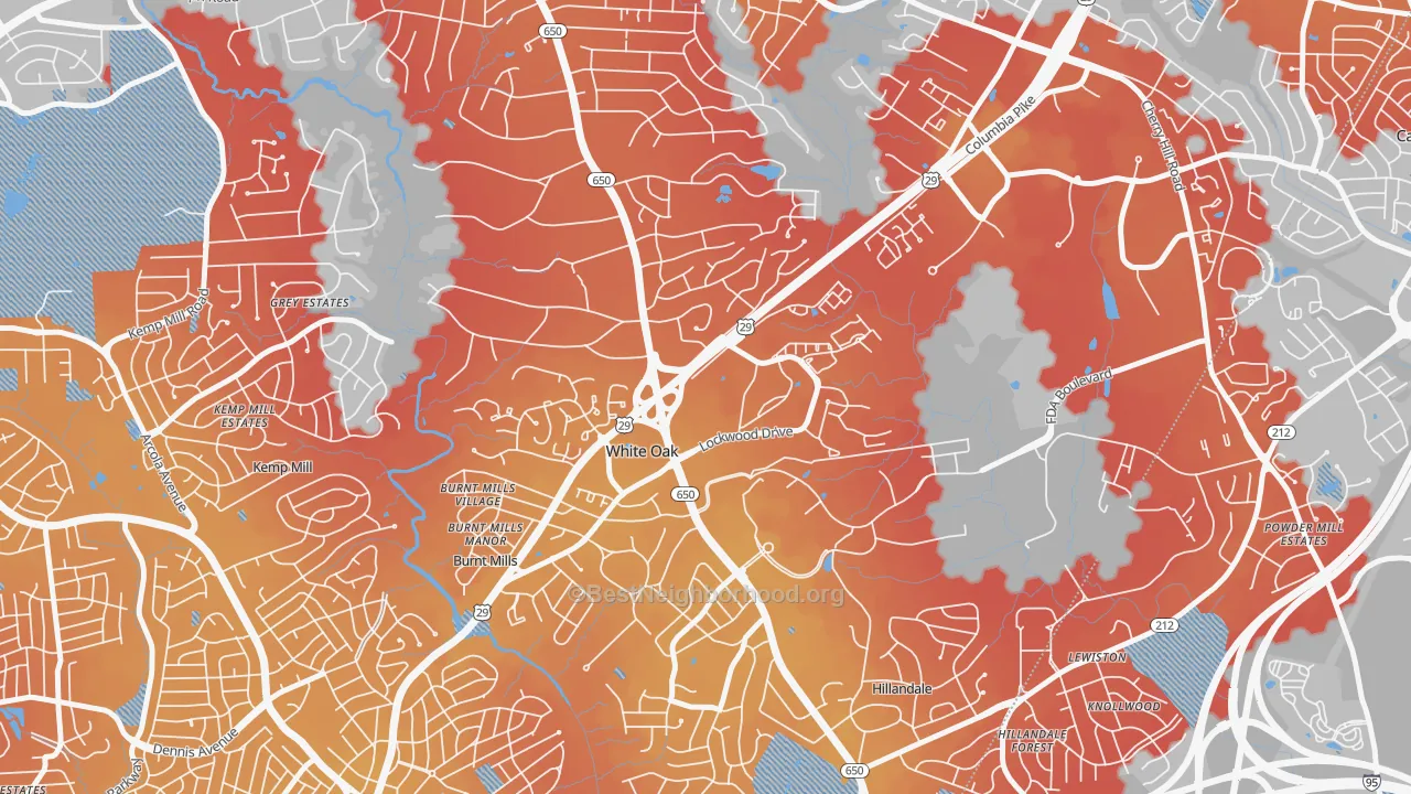 Transit Grade map of White Oak, MD