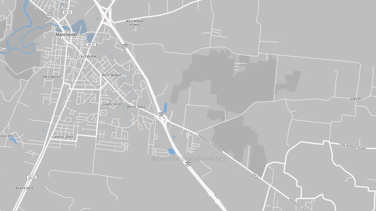 Transit Grade map of White Oaks, TN