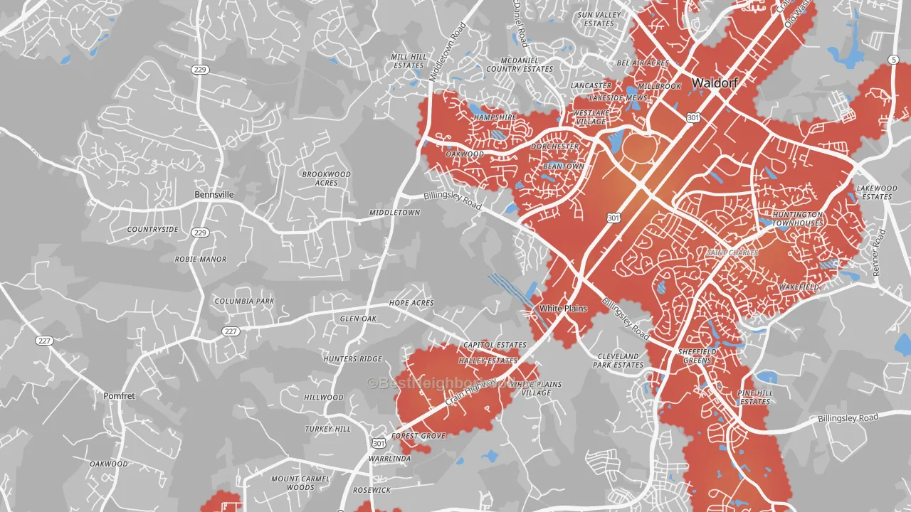 Transit Grade map of White Plains, MD