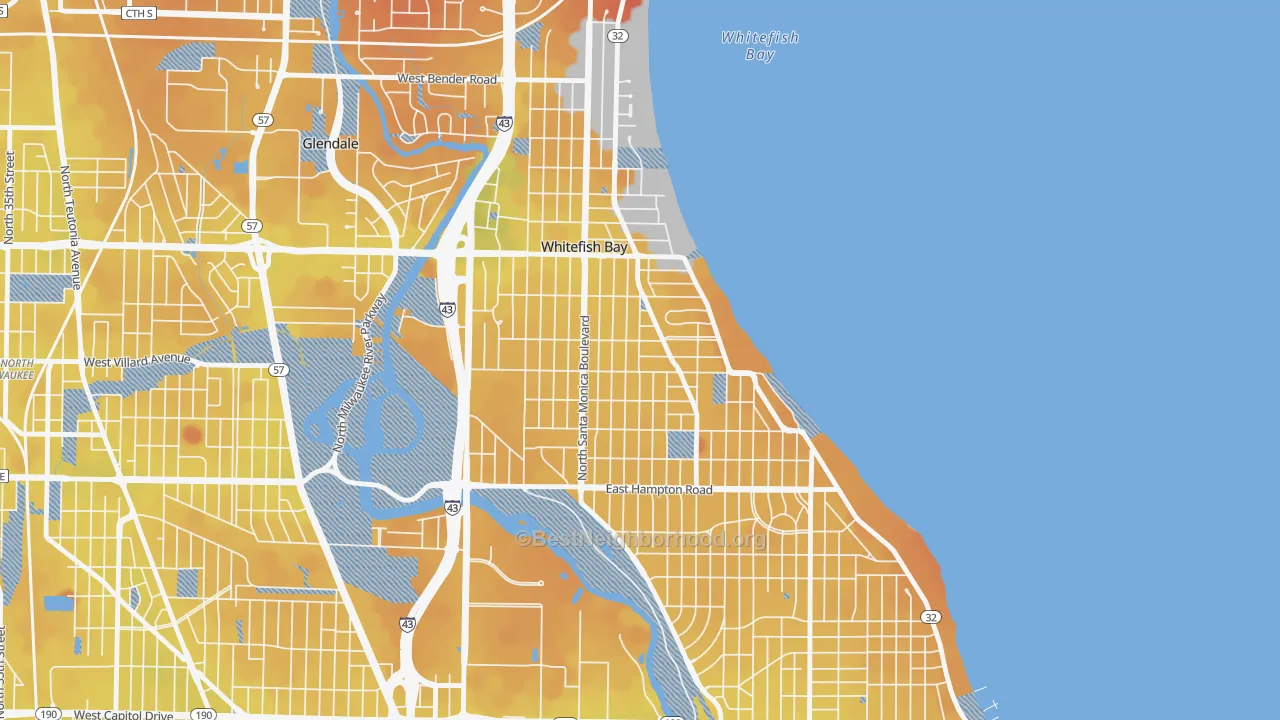 Transit Grade map of Whitefish Bay, WI