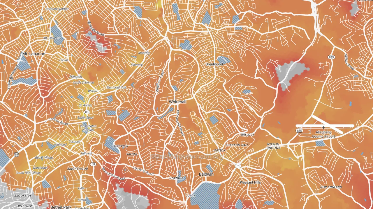 Transit Grade map of whitehall, Pittsburgh, PA