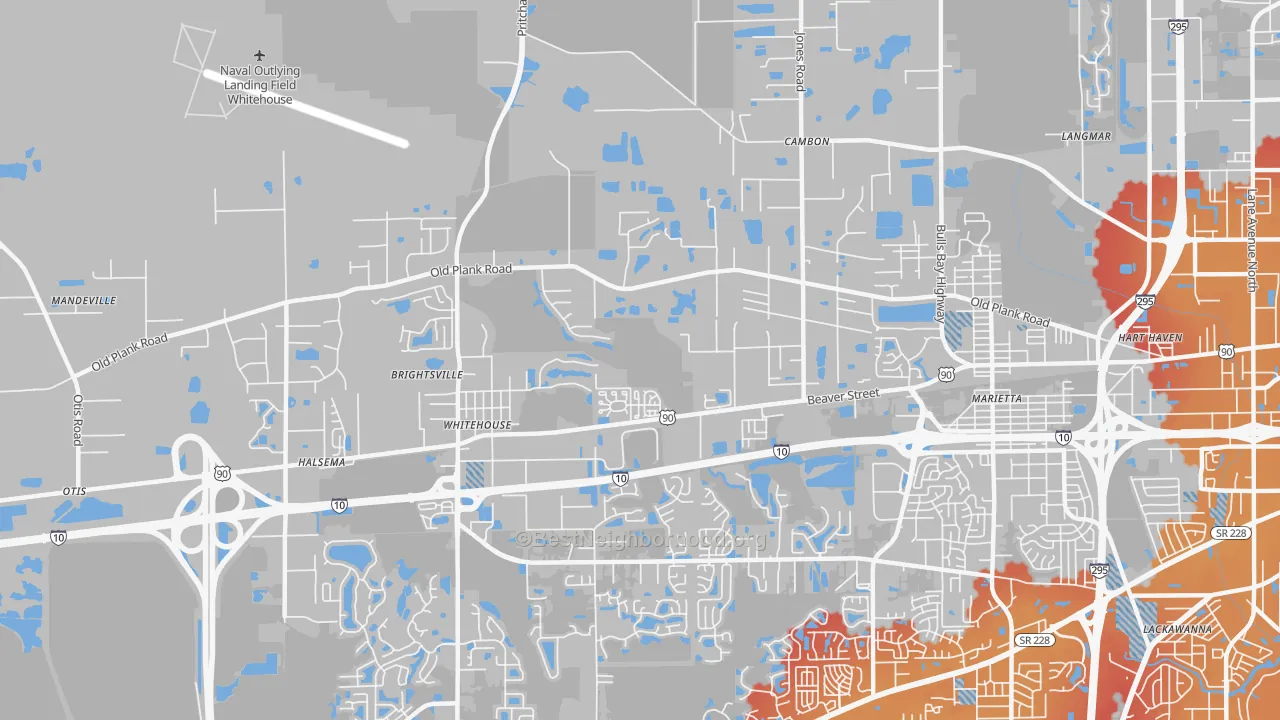 Transit Grade map of Whitehouse, Jacksonville, FL