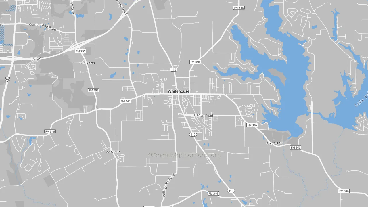 Transit Grade map of Whitehouse, TX