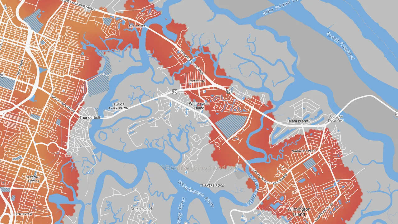 Transit Grade map of Whitemarsh Island, GA