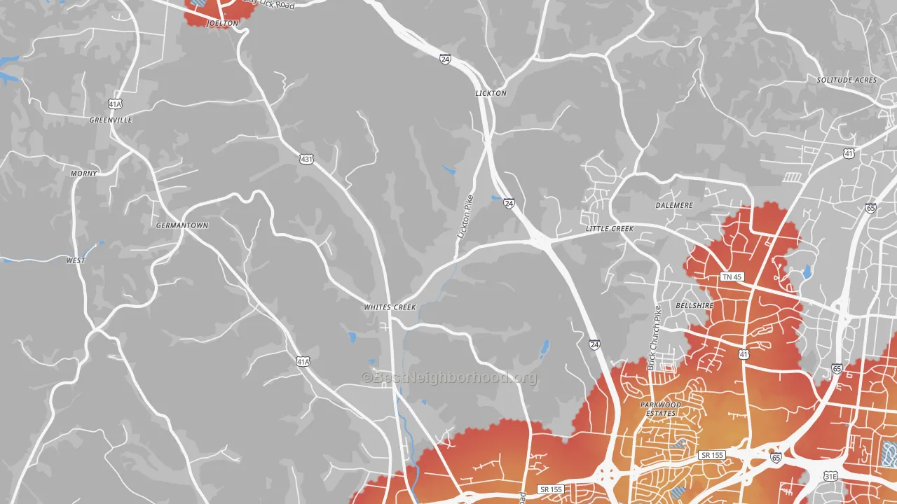 Transit Grade map of Whites Creek, TN