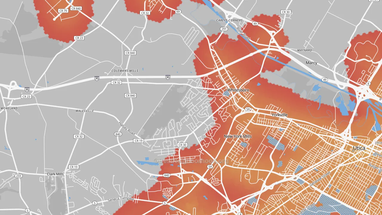 Transit Grade map of Whitesboro, NY