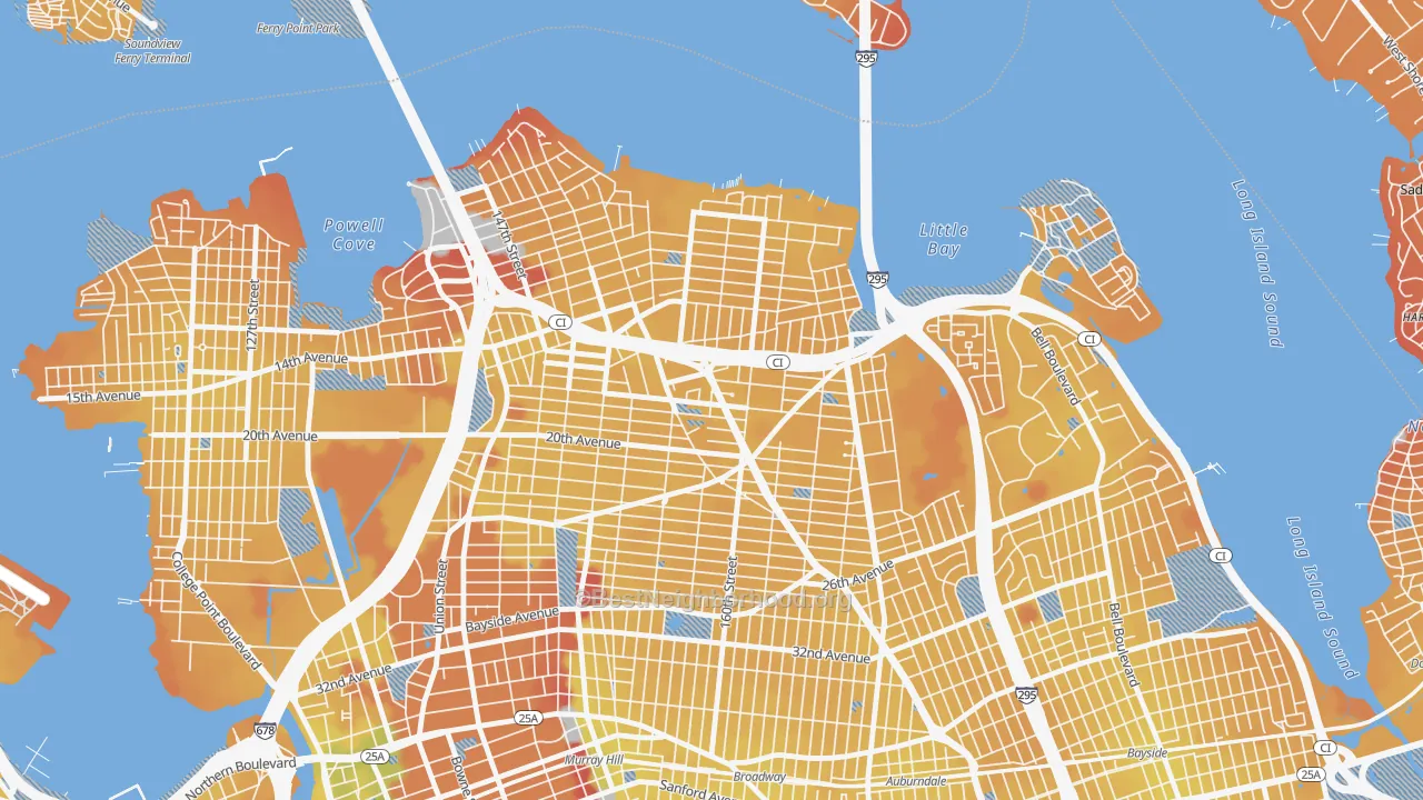 Transit Grade map of Whitestone, Queens, NY