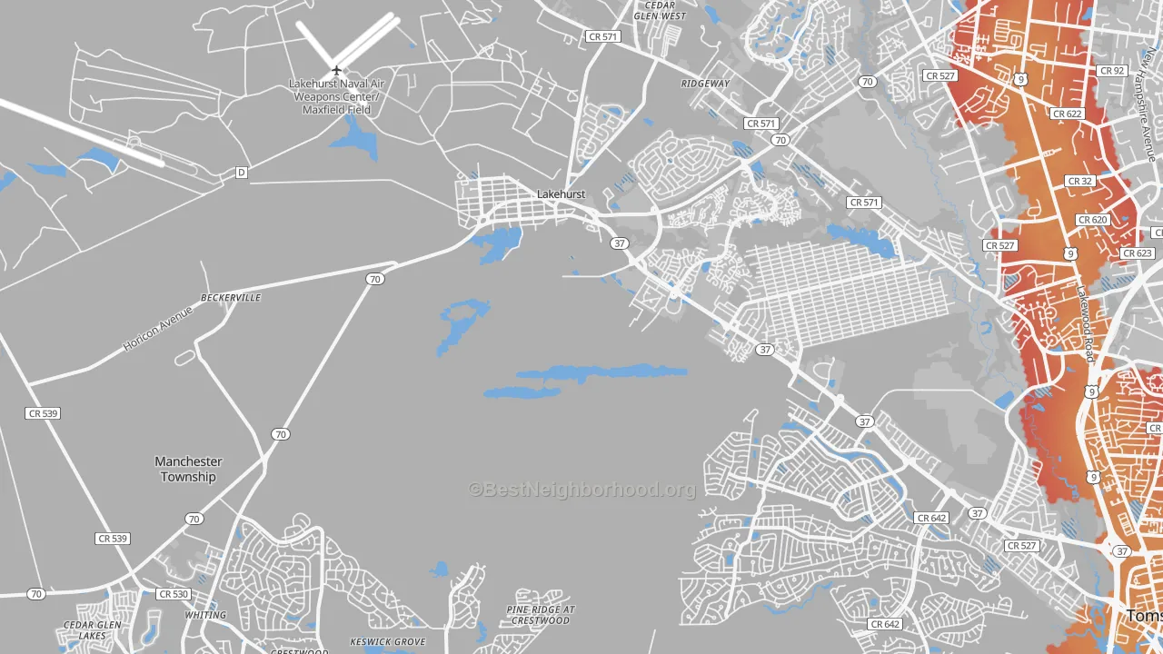 Transit Grade map of Whiting, NJ