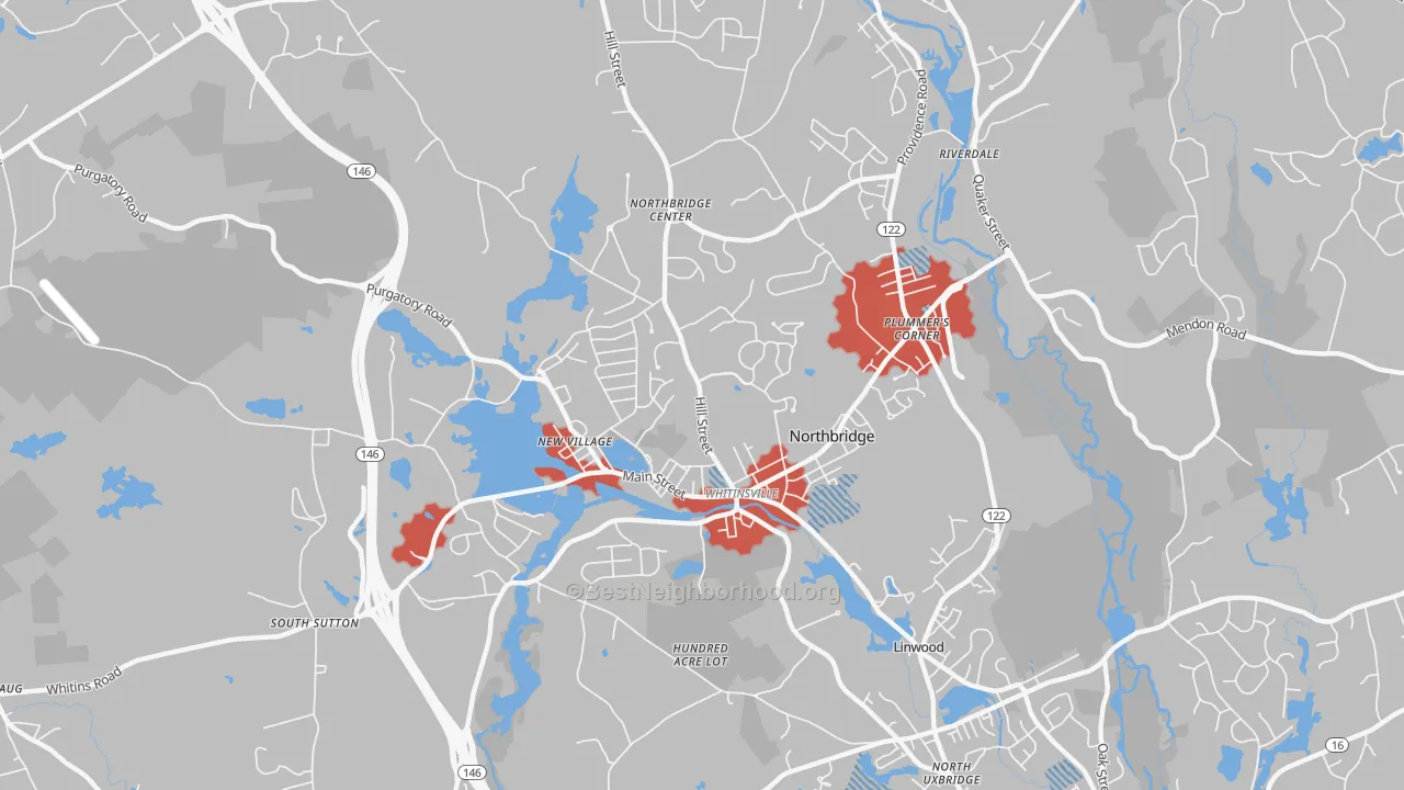 Transit Grade map of Whitinsville, MA