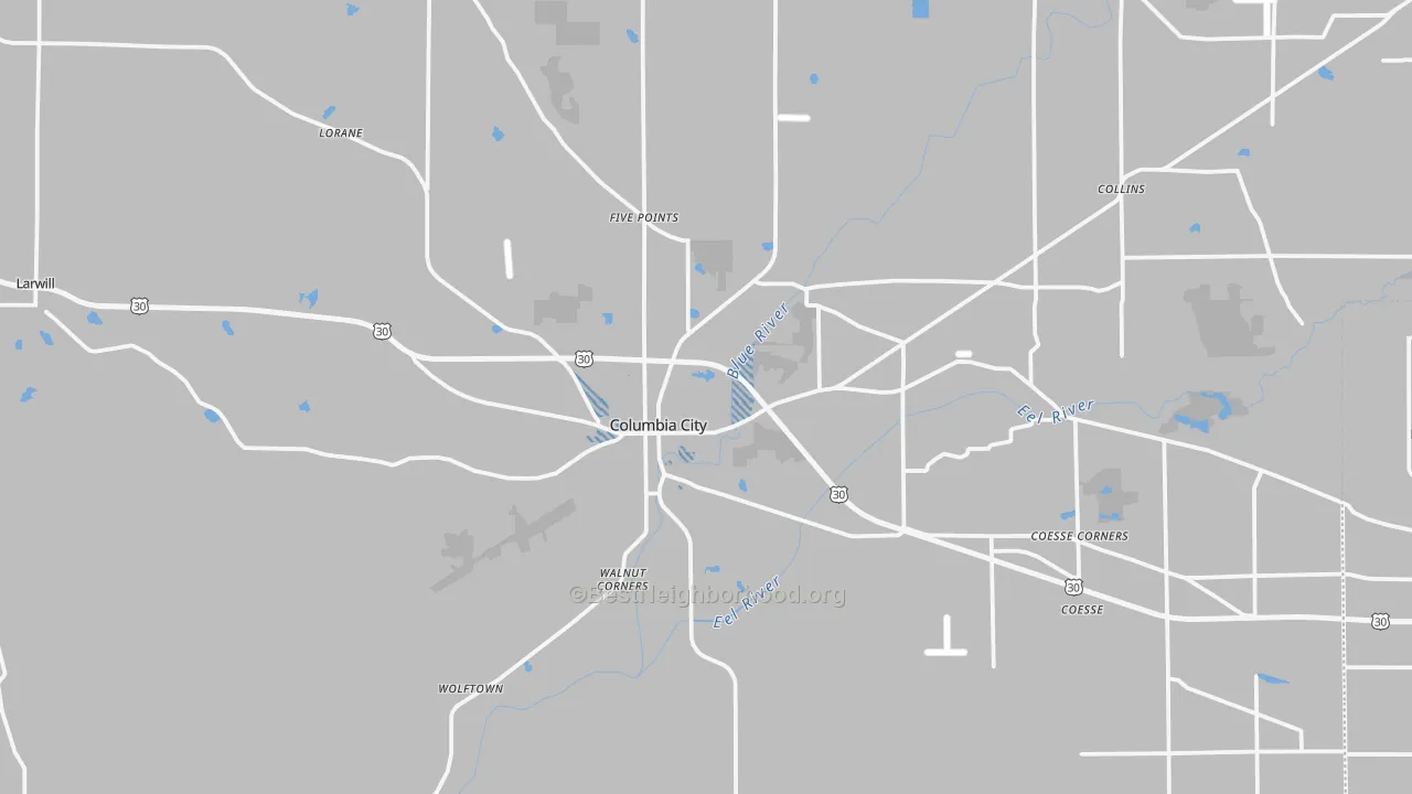 Transit Grade map of Whitley County, IN