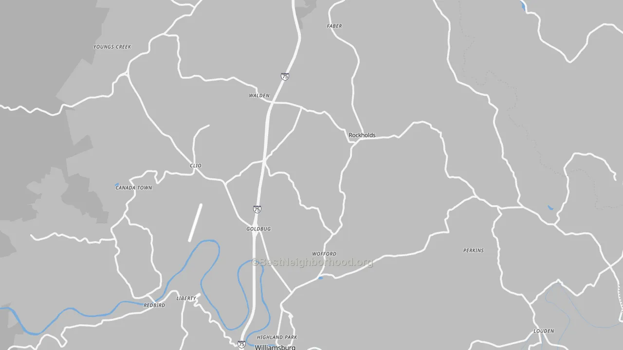 Transit Grade map of Whitley County, KY