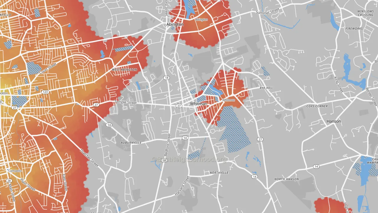 Transit Grade map of Whitman, MA