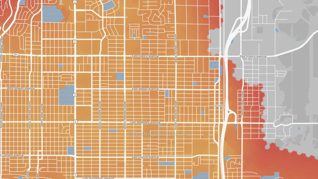 Transit Grade map of Whitman, Spokane, WA