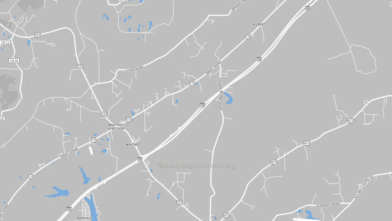 Transit Grade map of Whitney, AL