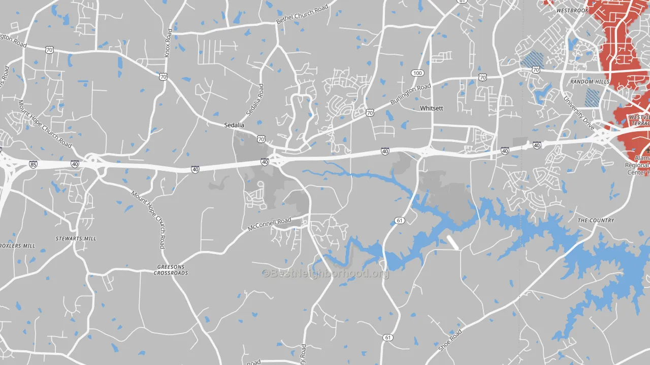 Transit Grade map of Whitsett, NC
