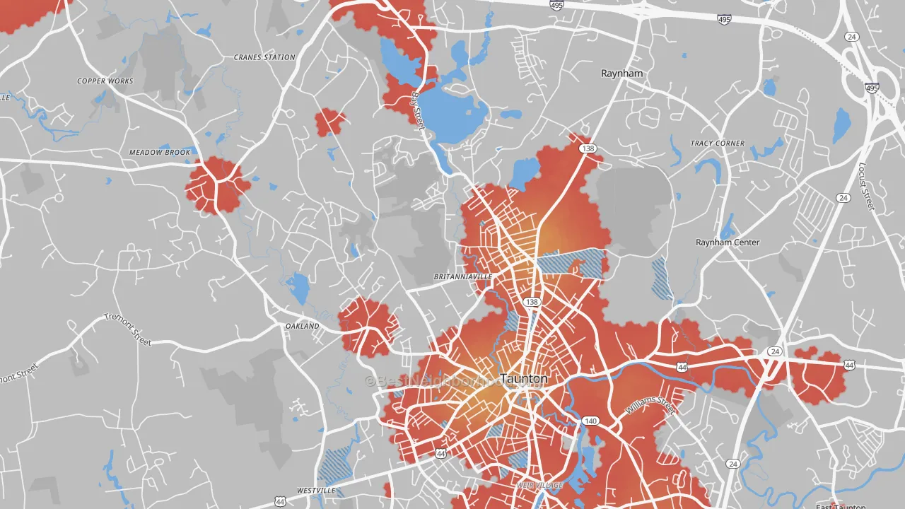 Transit Grade map of Whittenton, Taunton, MA