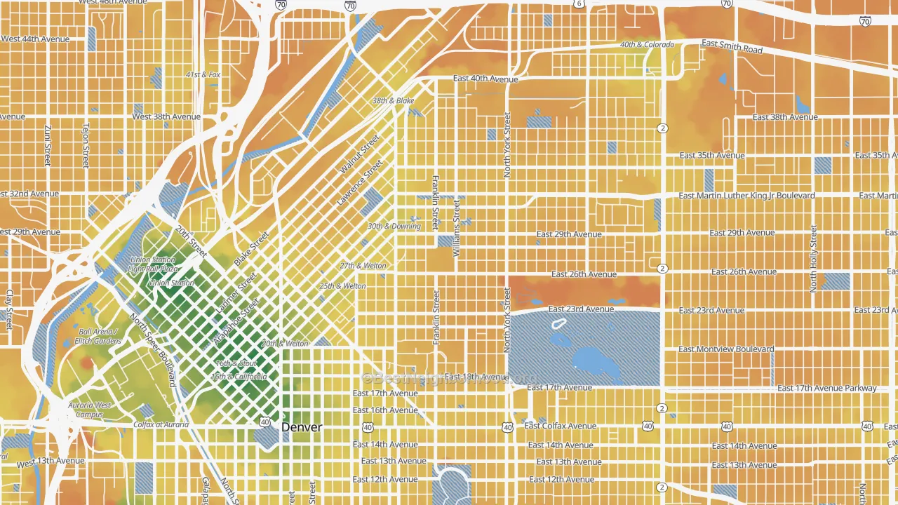 Transit Grade map of Whittier, Denver, CO