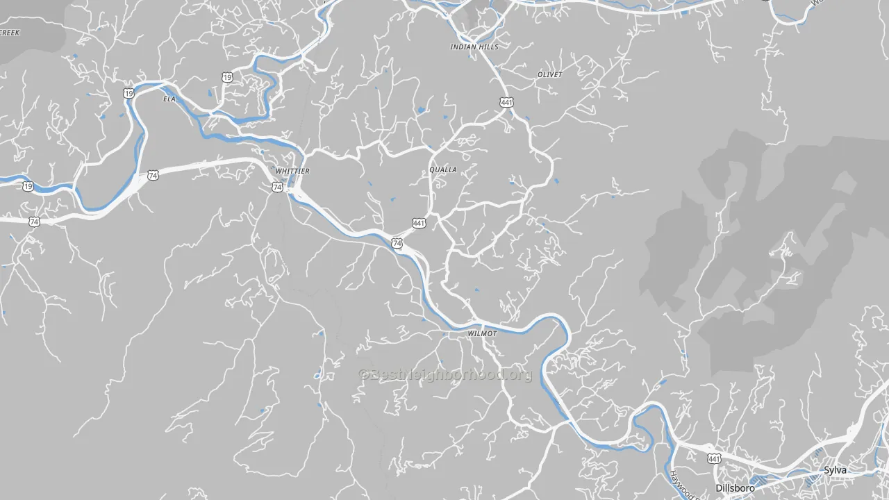 Transit Grade map of Whittier, NC