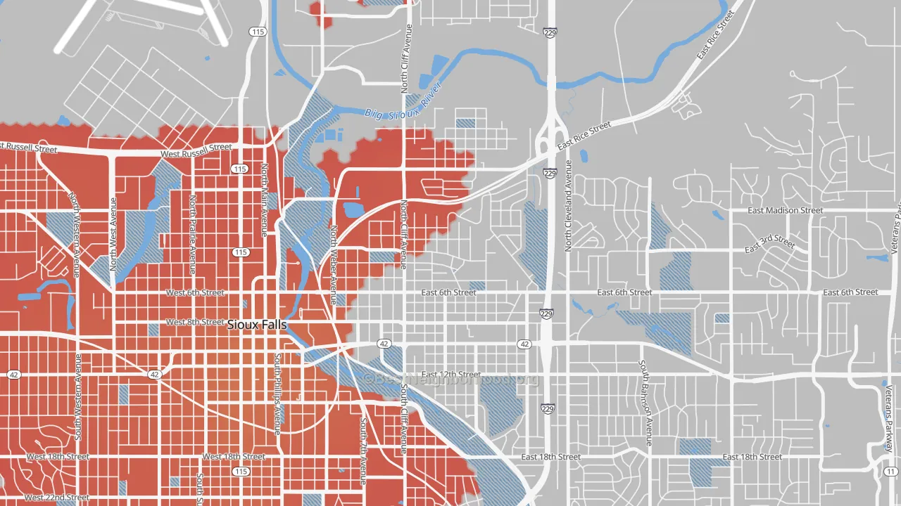 Transit Grade map of Whittier, Sioux Falls, SD