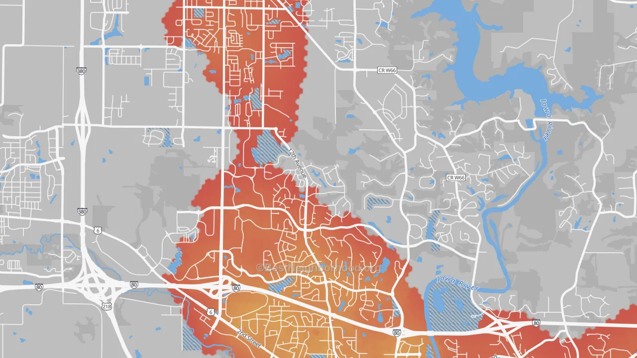 Transit Grade map of Wickham, Coralville, IA