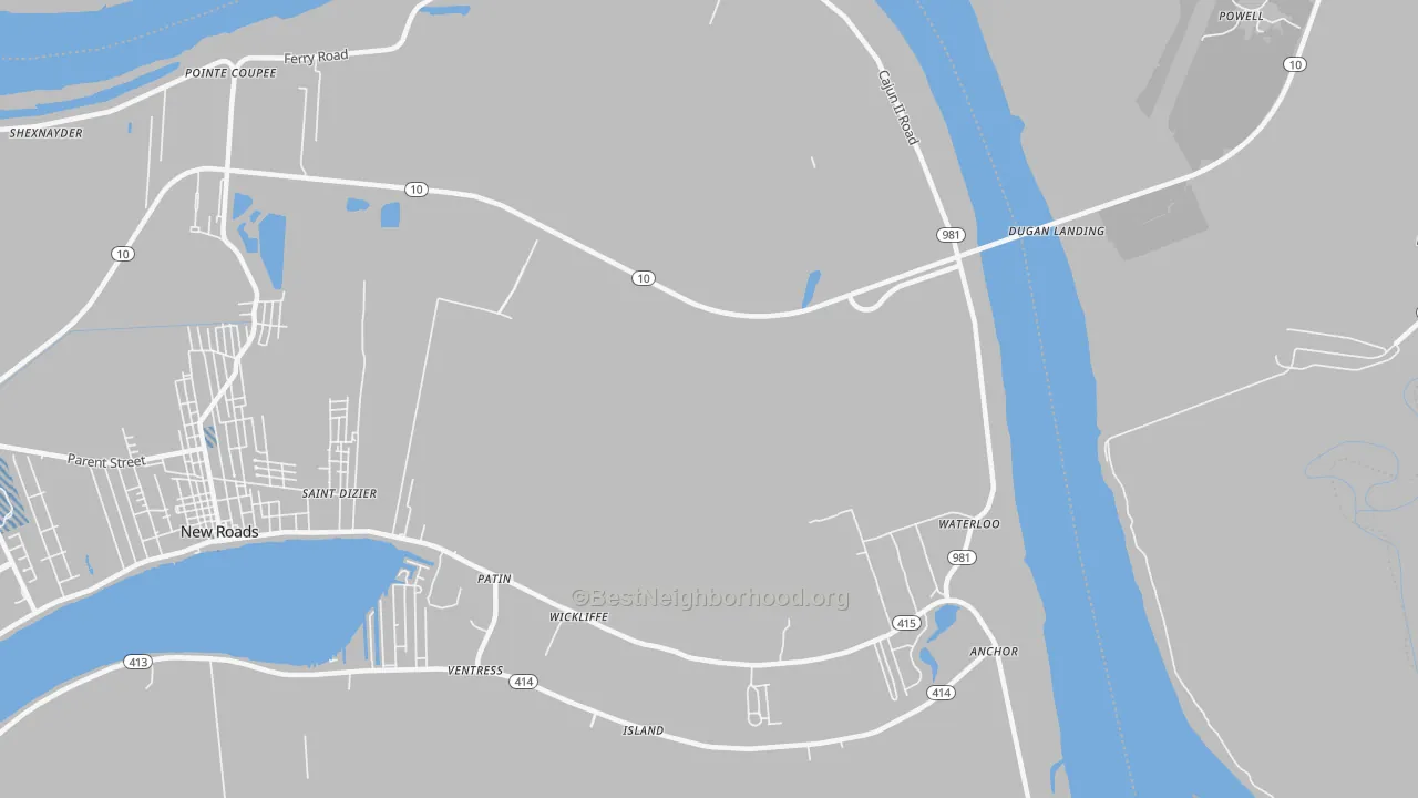 Transit Grade map of Wickliffe, LA