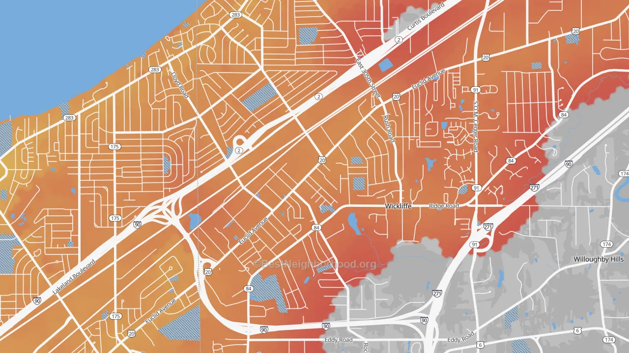 Transit Grade map of Wickliffe, OH