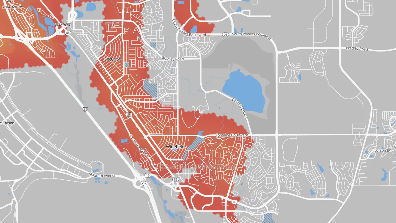 Transit Grade map of Widefield, Security-Widefield, CO