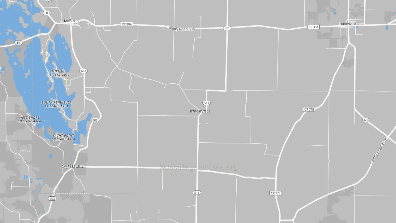 Transit Grade map of Widowville, OH