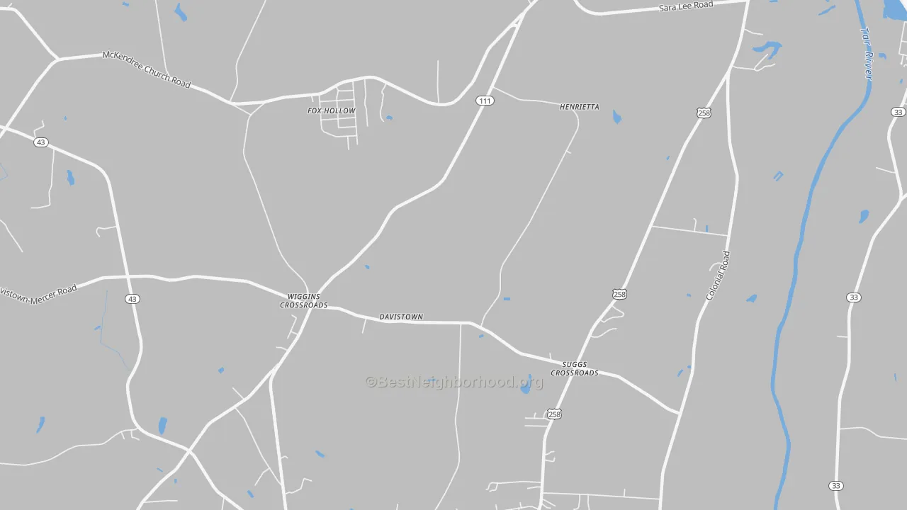 Transit Grade map of Wiggins Crossroads, NC